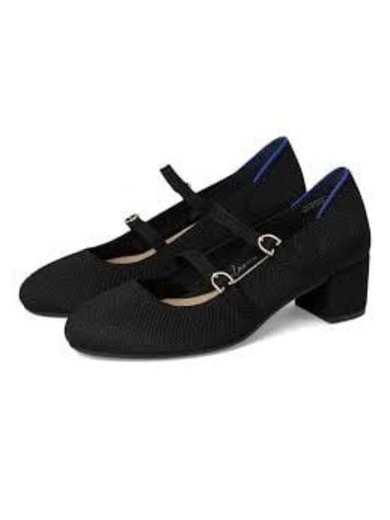 Rothy's Shoes - Rothy's ReVelvet Double Buckle Mary Jane Heels Black US Size 8 NEW Office Casual